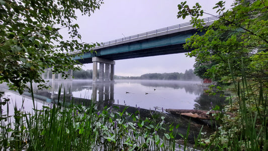 Trouve Les Canards Et La Brume Près Du Pont Jacques Cartier De Sherbrooke Rivière Magog 22
